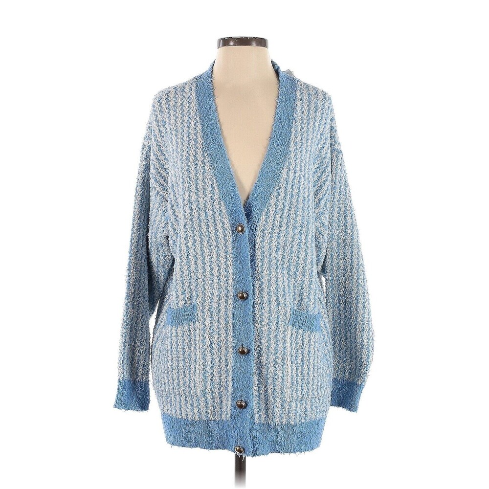 ZARA Blue Ivory Color Block Knit Cardigan - XS-S